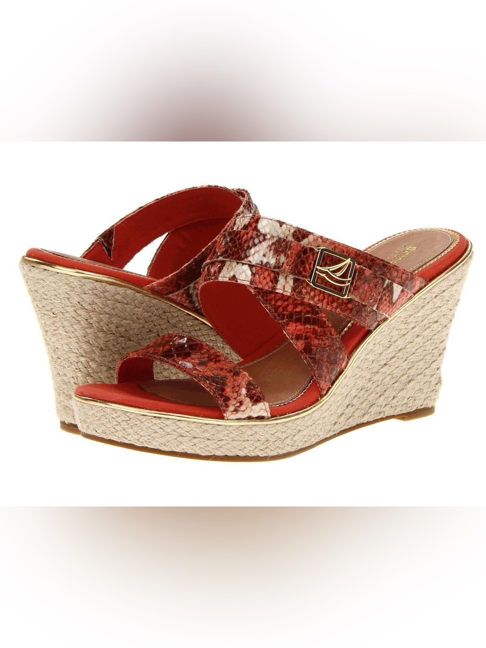 SPERRY TOPSIDER Maris Jute wedge python snakeskin sandal